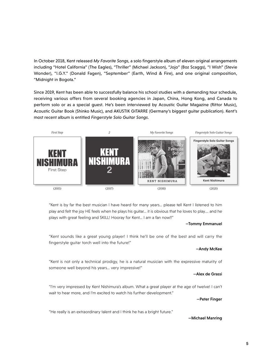 Hal Leonard Kent Nishimura's Fingerstyle Solo Guitar Songs Manuscript 6 Hal Leonard Kent Nishimura's Fingerstyle Solo Guitar Songs Manuscript