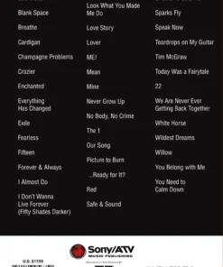 Crescendo Music Taylor Swift Guitar Chord Songbook 3rd Edition Manuscript