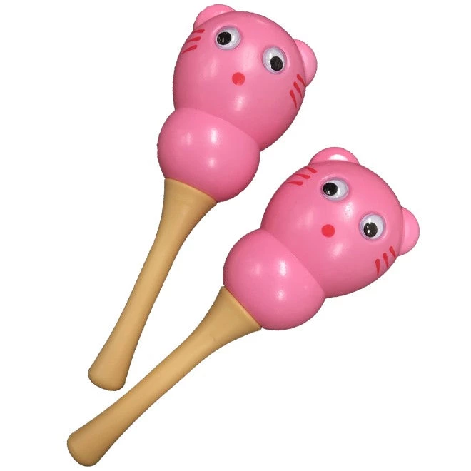 Crescendo Music Pink Bear Maracas With Handles Percussion 3 Crescendo Music Pink Bear Maracas With Handles Percussion