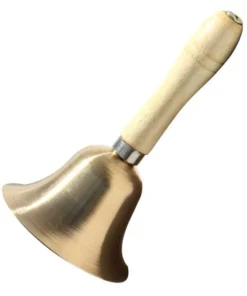 Crescendo Music Percussion QEP Music Brass Hand Bell With Wooden Handle MEDIUM