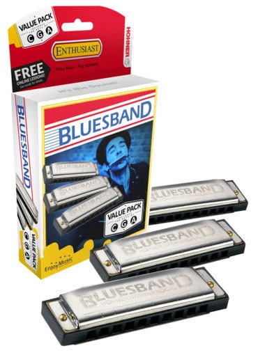 Hohner Blues Band 3-Pce Harmonica Value Pack In The Keys C, G, A 3 Hohner Blues Band 3-Pce Harmonica Value Pack In The Keys C, G, A