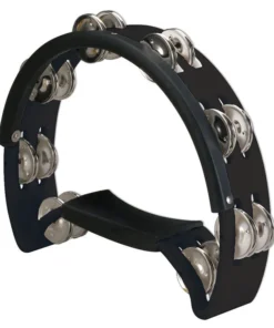 Opus Percussion Power Tambourine With Double-Row Jingles & Striking Edge In Black
