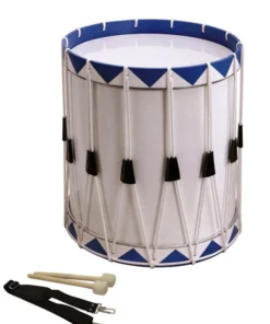 Opus Percussion Samba Drum In White & Blue With Carry Strap & Beaters (35cm X 43cm)