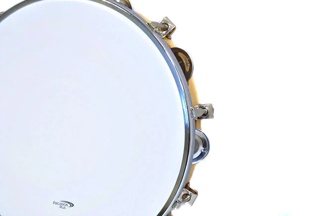 Percussion Plus 10" Wooden Tuneable Tambourine With 8-Single Rows Of Jingles 4 Percussion Plus 10" Wooden Tuneable Tambourine With 8-Single Rows Of Jingles