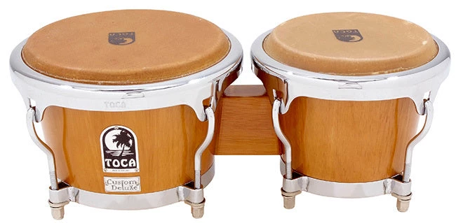 Percussion Toca Custom Deluxe Series 7 & 8-1/2" Wooden Bongos In Antique Maple 3 Percussion Toca Custom Deluxe Series 7 & 8-1/2" Wooden Bongos In Antique Maple